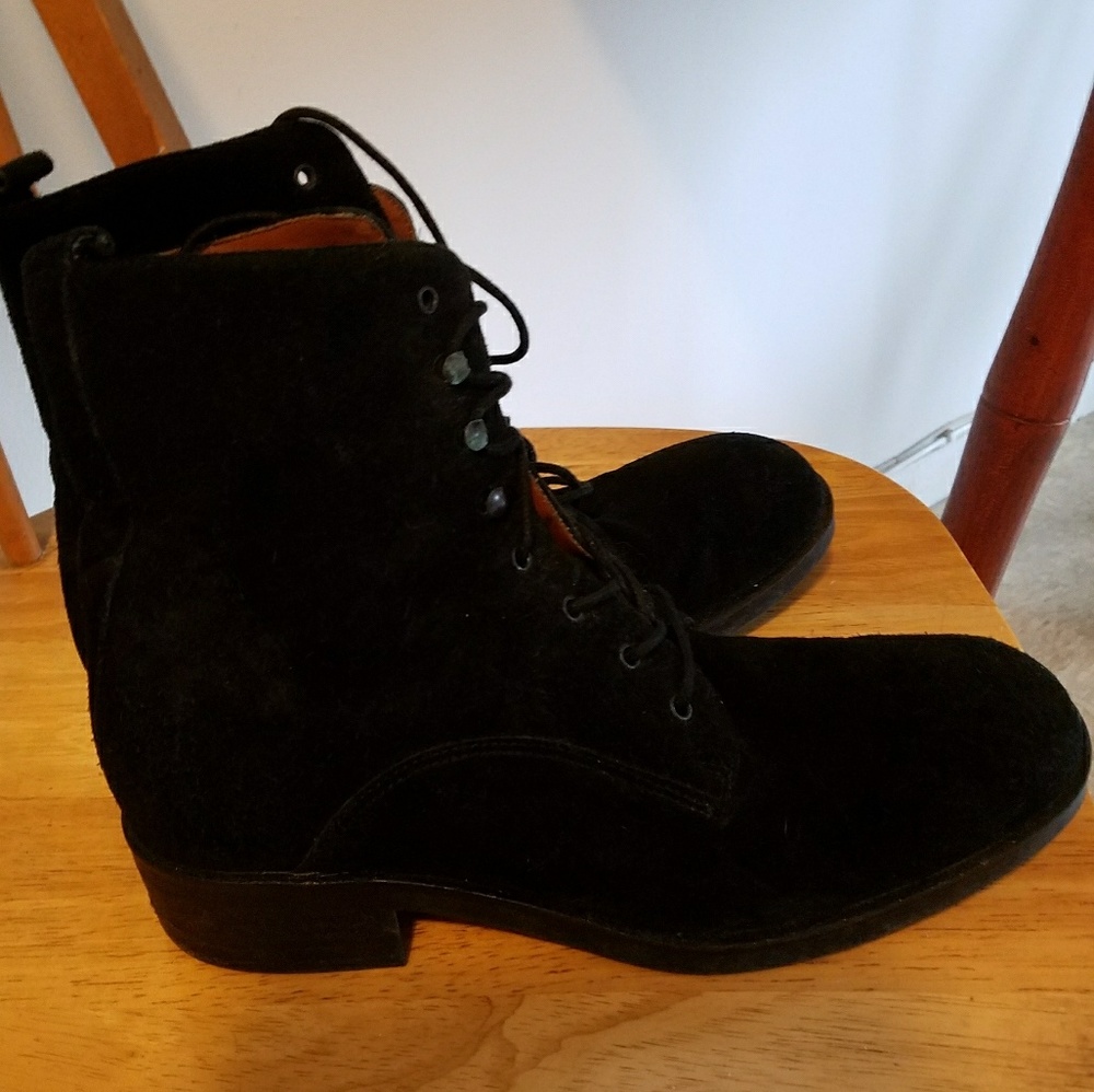 Black suede lace up booties